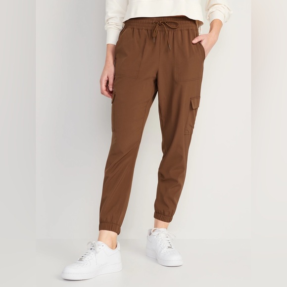 Old Navy Women’s High Waisted Stretch Tech Joggers Brown Athletic Cargo - Picture 1 of 1